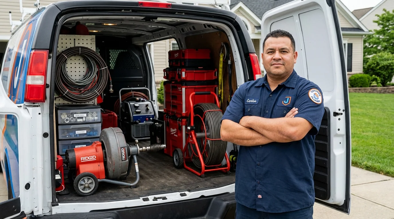 Professional drain cleaning equipment and Johns Plumbing LLC plumber in Madison